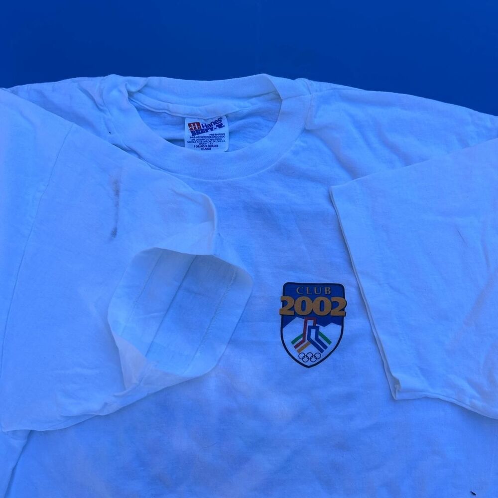 Vintage single stitch Olympics Club 2002 on 90s Hanes blank